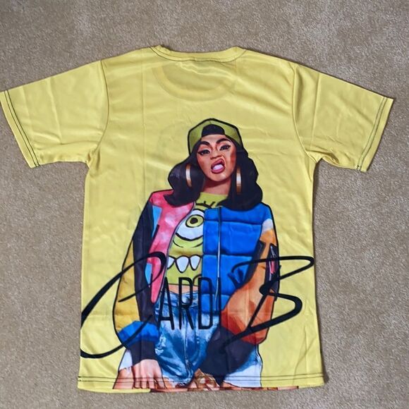 Unisex Cardi B T-Shirt XS Yellow NWT - Picture 5 of 6